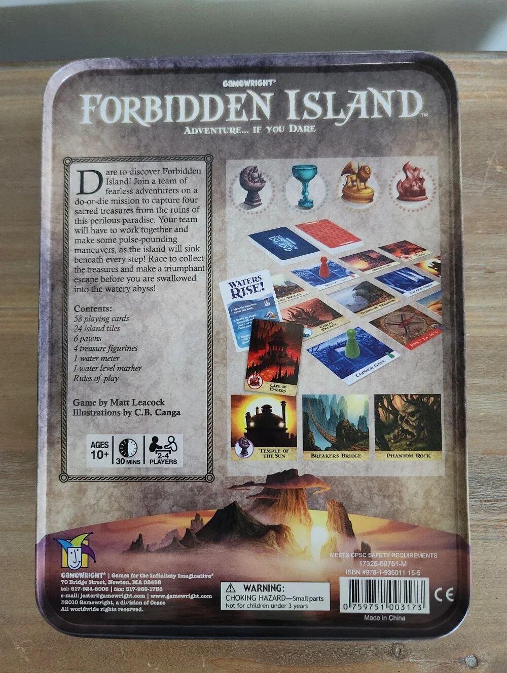 Forbidden Island Gamewright Board Game Tin 2010 Matt Leacock Complete